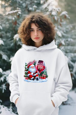 Most Likely To Drink All The Wine Funny Santa Wine Lover Hoodie