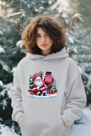 Most Likely To Drink All The Wine Funny Santa Wine Lover Hoodie