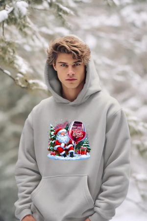 Most Likely To Drink All The Wine Funny Santa Wine Lover Hoodie