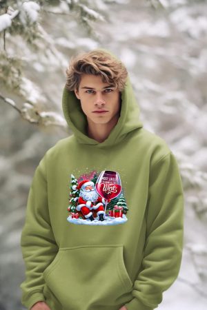 Most Likely To Drink All The Wine Funny Santa Wine Lover Hoodie
