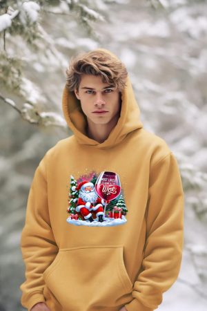 Most Likely To Drink All The Wine Funny Santa Wine Lover Hoodie