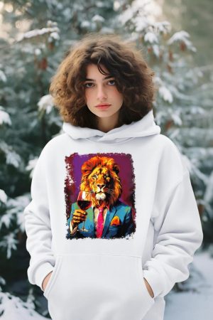 Lion Drinking Wine Hoodie