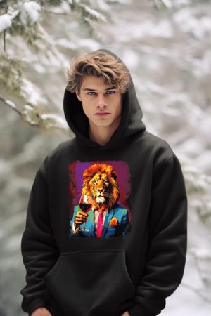 Lion Drinking Wine Hoodie