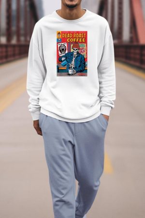 Dead Roast Coffee Comic Book Cover Style Skeleton Barista Sweatshirt
