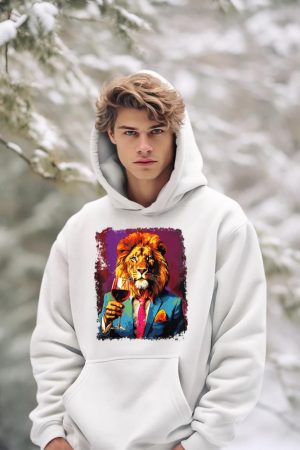 Lion Drinking Wine Hoodie