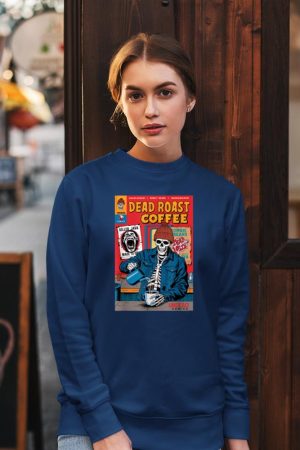 Dead Roast Coffee Comic Book Cover Style Skeleton Barista Sweatshirt