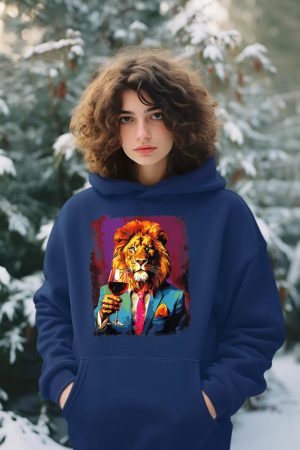 Lion Drinking Wine Hoodie