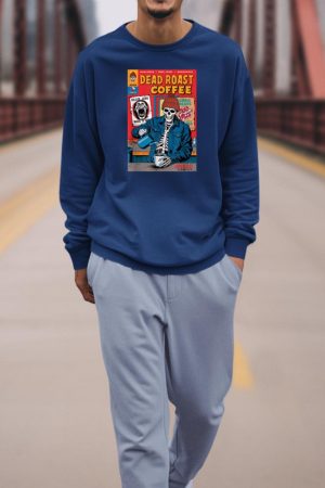 Dead Roast Coffee Comic Book Cover Style Skeleton Barista Sweatshirt