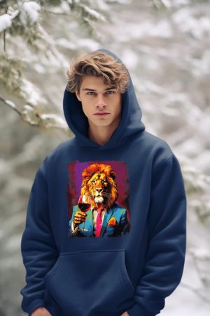 Lion Drinking Wine Hoodie