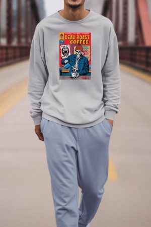 Dead Roast Coffee Comic Book Cover Style Skeleton Barista Sweatshirt