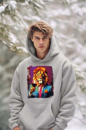 Lion Drinking Wine Hoodie
