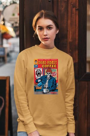 Dead Roast Coffee Comic Book Cover Style Skeleton Barista Sweatshirt