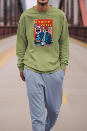 Dead Roast Coffee Comic Book Cover Style Skeleton Barista Sweatshirt
