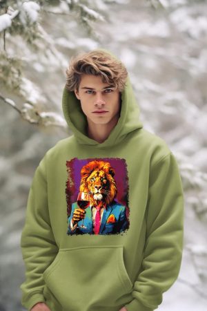 Lion Drinking Wine Hoodie
