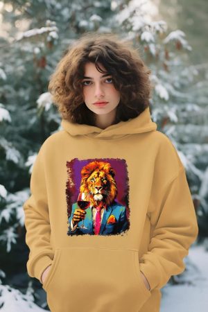 Lion Drinking Wine Hoodie