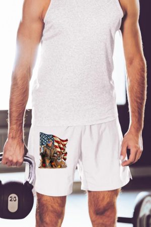 Trump Hunting Deer Funny Beer Drinking Beer Hunting US Flag Short