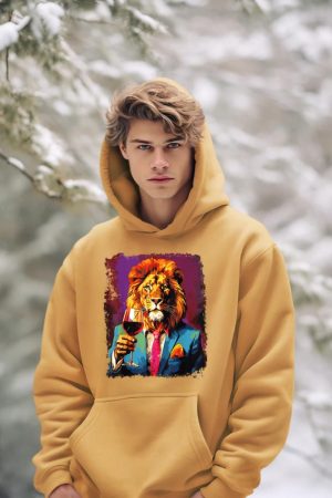Lion Drinking Wine Hoodie