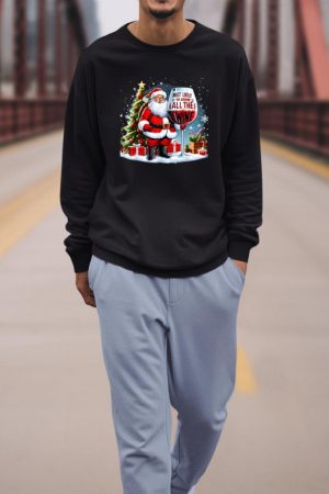 Xmas Santa Wine Lovers Most Likely To Drink All The Wine Sweatshirt