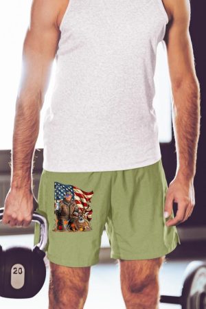 Trump Hunting Deer Funny Beer Drinking Beer Hunting US Flag Short