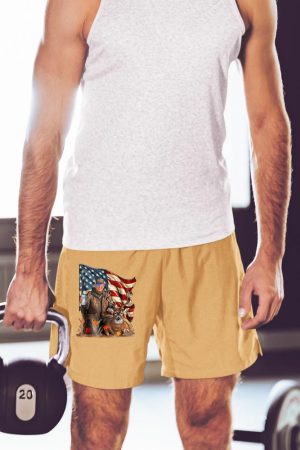 Trump Hunting Deer Funny Beer Drinking Beer Hunting US Flag Short