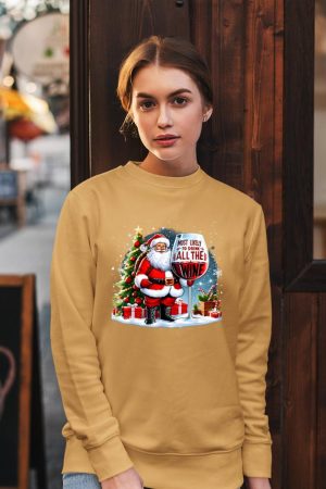 Xmas Santa Wine Lovers Most Likely To Drink All The Wine Sweatshirt