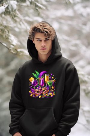 Mardi Gras Glass Of Wine Drinking Team Wine Festival Parade Hoodie