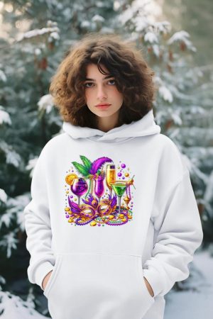Mardi Gras Glass Of Wine Drinking Team Wine Festival Parade Hoodie
