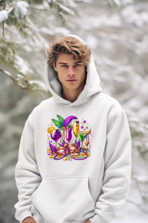 Mardi Gras Glass Of Wine Drinking Team Wine Festival Parade Hoodie