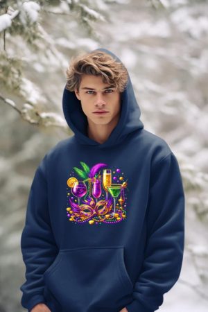 Mardi Gras Glass Of Wine Drinking Team Wine Festival Parade Hoodie