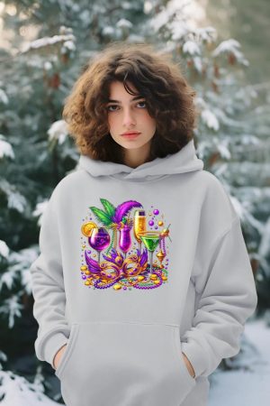 Mardi Gras Glass Of Wine Drinking Team Wine Festival Parade Hoodie
