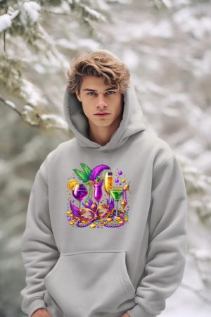 Mardi Gras Glass Of Wine Drinking Team Wine Festival Parade Hoodie