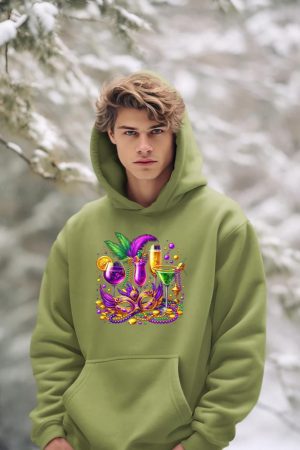 Mardi Gras Glass Of Wine Drinking Team Wine Festival Parade Hoodie