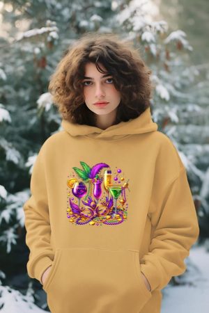 Mardi Gras Glass Of Wine Drinking Team Wine Festival Parade Hoodie