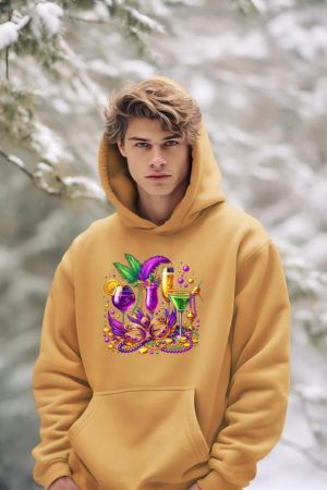Mardi Gras Glass Of Wine Drinking Team Wine Festival Parade Hoodie