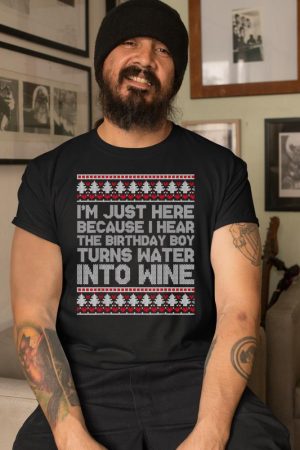 Turns Water Into Wine Jesus Christian Christmas Ugly Sweater T-Shirt