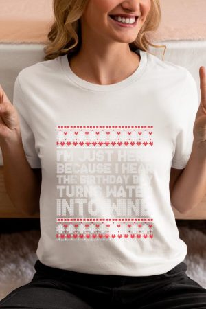 Turns Water Into Wine Jesus Christian Christmas Ugly Sweater T-Shirt