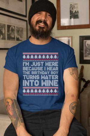 Turns Water Into Wine Jesus Christian Christmas Ugly Sweater T-Shirt