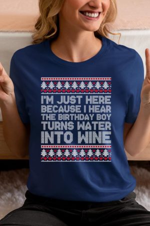 Turns Water Into Wine Jesus Christian Christmas Ugly Sweater T-Shirt