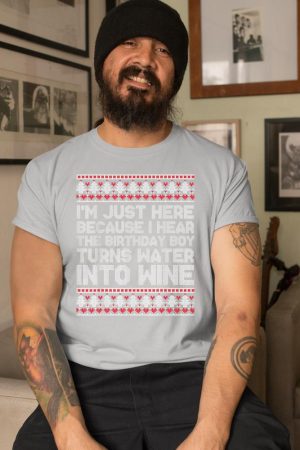 Turns Water Into Wine Jesus Christian Christmas Ugly Sweater T-Shirt