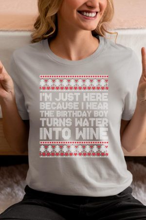 Turns Water Into Wine Jesus Christian Christmas Ugly Sweater T-Shirt