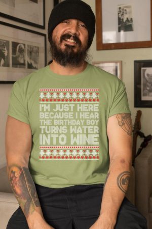 Turns Water Into Wine Jesus Christian Christmas Ugly Sweater T-Shirt