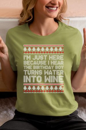 Turns Water Into Wine Jesus Christian Christmas Ugly Sweater T-Shirt