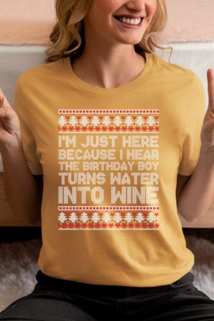 Turns Water Into Wine Jesus Christian Christmas Ugly Sweater T-Shirt