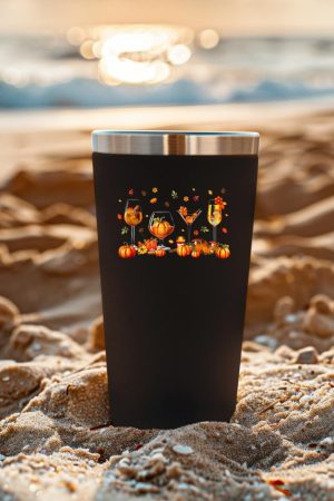 Wine Glasses Drinking Party Pumpkin Fall Season Thanksgiving Tumbler