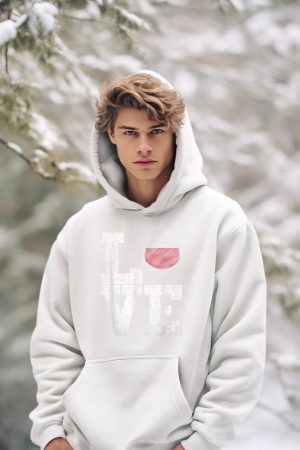 I Love Wine Red Wine Glass Heart - Wine Drinker Distressed Hoodie
