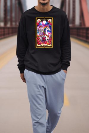The Audacity Tarot Card Skeleton Skelly Unicorn Wine Women Sweatshirt