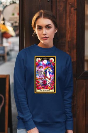 The Audacity Tarot Card Skeleton Skelly Unicorn Wine Women Sweatshirt