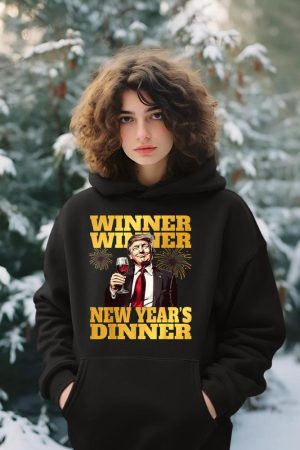 Funny Trump Winner Year's Dinner Trump Drinking Wine Hoodie