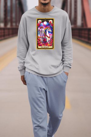 The Audacity Tarot Card Skeleton Skelly Unicorn Wine Women Sweatshirt