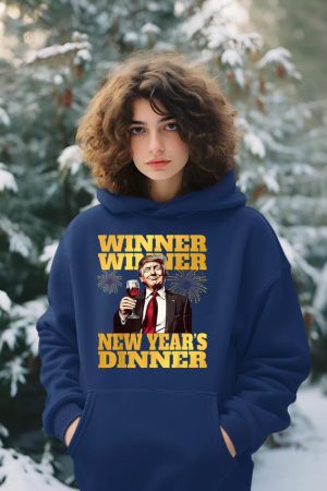 Funny Trump Winner Year's Dinner Trump Drinking Wine Hoodie